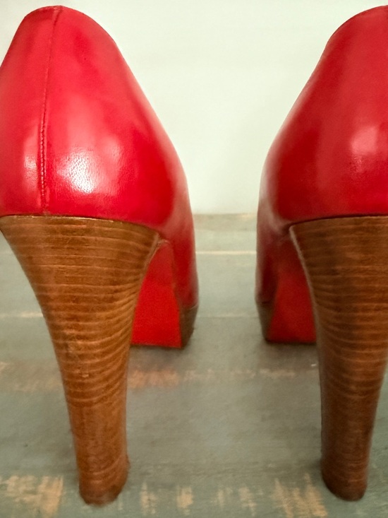 Christian Louboutin Red Open-Toe Cross-Strap Platform Heels a size 38